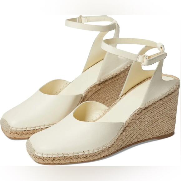 Vince Cecilia Leather Espadrille Wedge in Marble Cream size 9.5 - Picture 3 of 14